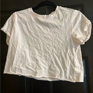 Women’s plain white cropped distressed tee